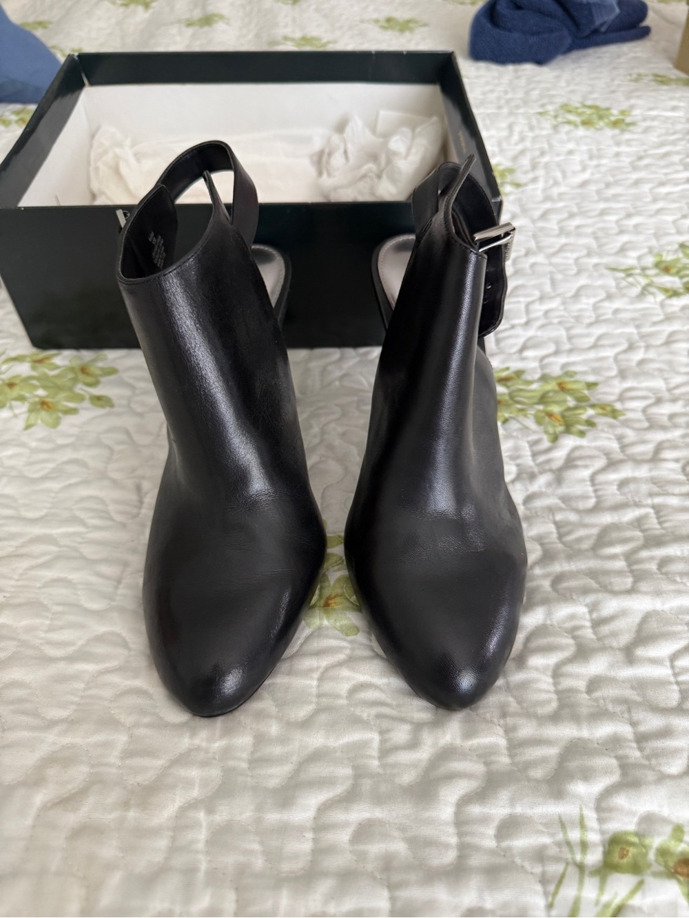 Ralph Lauren Black Leather Slingback Ankle Boots